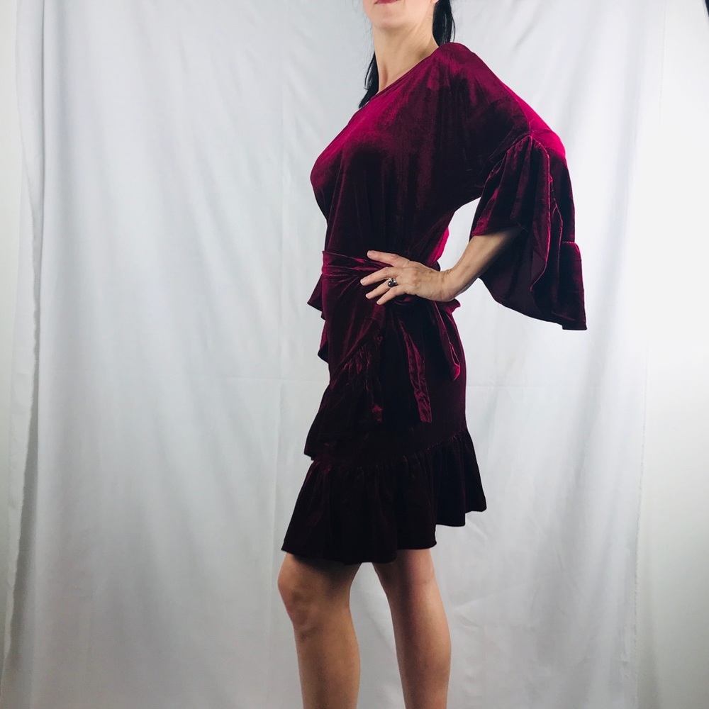 NWT Hot & Delicious velvet ruffle dress - Picture 3 of 3